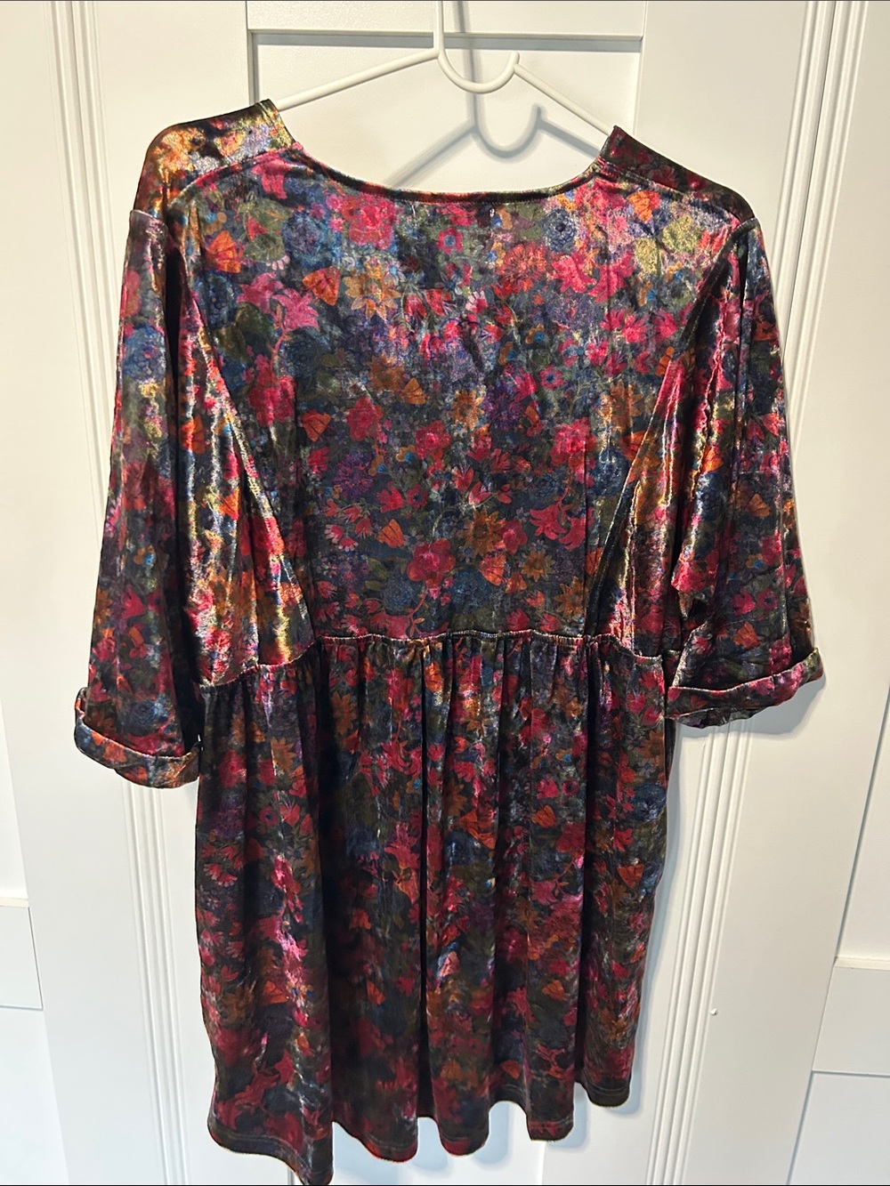 NATURAL LIFE Multicolor Floral Velvet Top - Picture 3 of 4